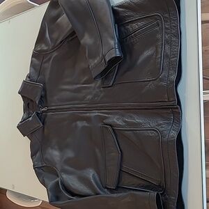 NWOT 1990s G-III 100% Genuine Leather Zip Front Jacket w/ 4 Pockets Fully Lined